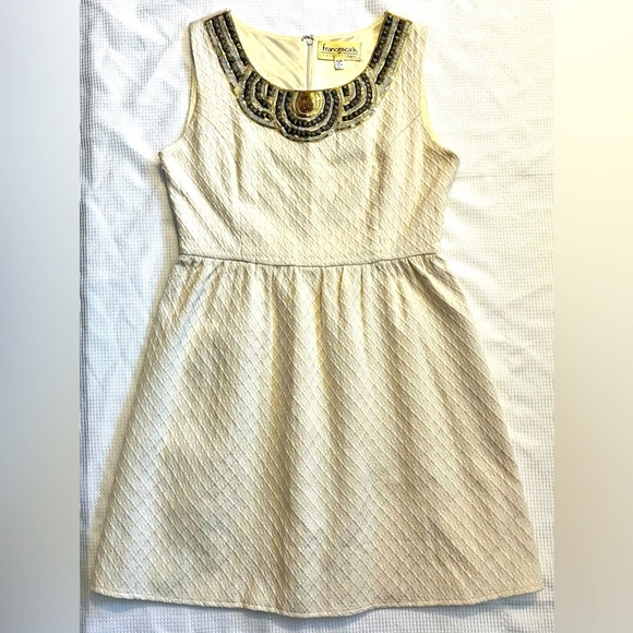 Francesca's Collections Dresses & Skirts - Francesca’s Collections Embellished Polyester Blend Cream Mini Dress Large NWT